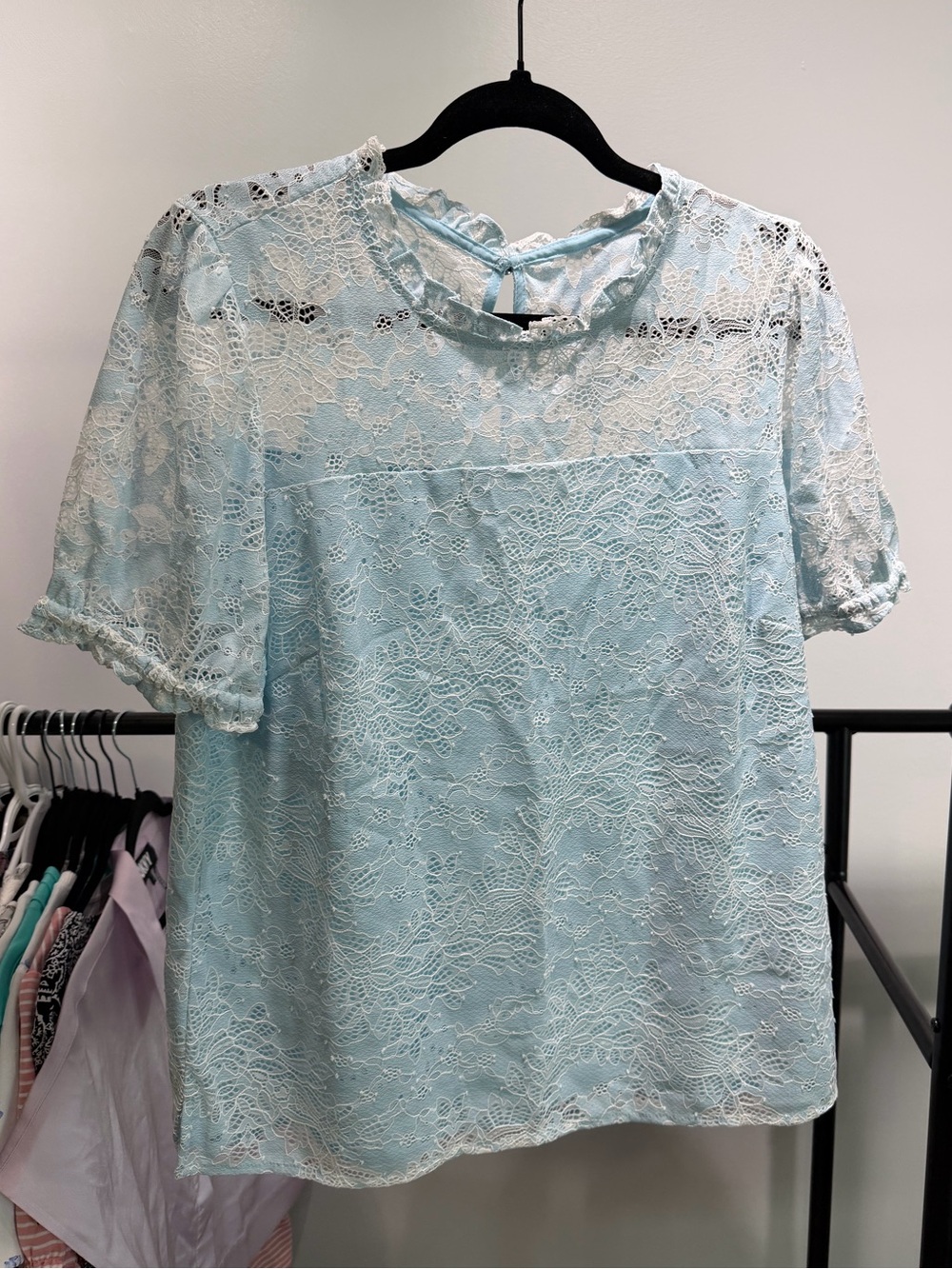 NWOT Cece Lacey Baby blue blouse